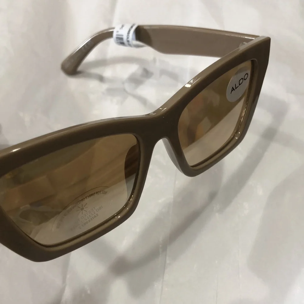 Aldo‎ tan latte square cat eye reflective sunglasses new
